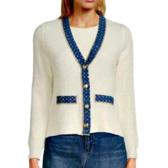 NWT! NANETTE LEPORE Tweed LUXURY CARDIGAN SWEATER - Picture 6 of 9